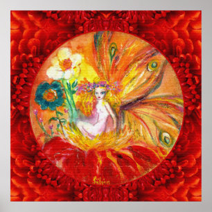 Poster FÉ DAS FLORES, Fantasia Amarela Vermelha
