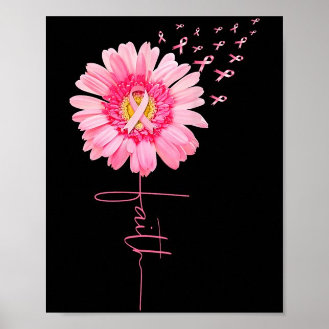 Poster Fé de Margarida de Fita Rosa - Consciência do Canc (Frente)