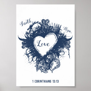 Poster Fé, Esperança, Ama A Bíblia Cristã Verse Wall 