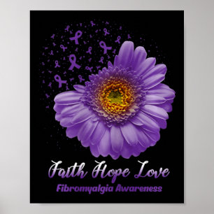 Poster Fé Esperança Ama Fibromialgia Sensibilização Flor