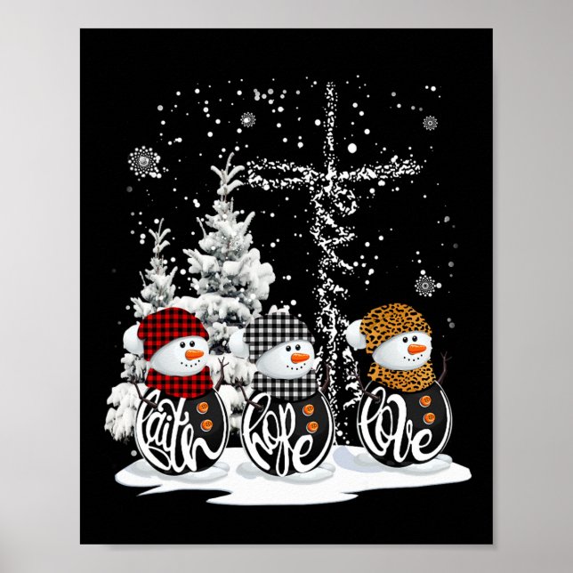 Poster Fé Esperança Amor Boneco de Neve Cristão Diversão  (Frente)