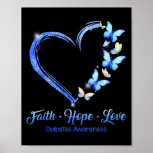 Poster Fé Esperança Amor Conscientização do Diabetes Borb