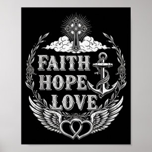 Poster Fé Esperança Amor Cristão Inspirador 1 Coríntio