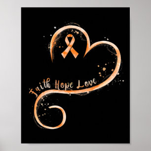 Poster Fé Esperança Amor Fita Laranja Conscientização Leu