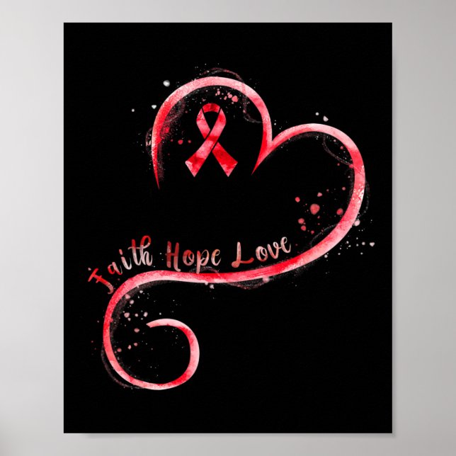 Poster Fé Esperança Amor Laço Vermelho Conscientização de (Frente)