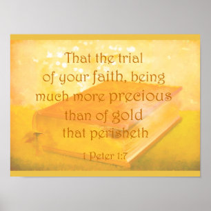 Poster Fé mais preciosa do que a escritura Dourado da