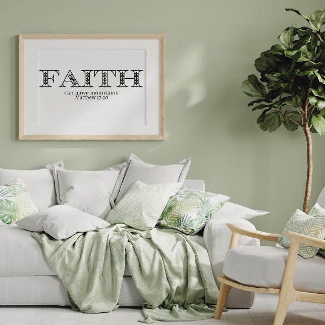 Poster Fé Move Montanhas Cristão (Faith Can Move Mountains Bible Scripture Quote)