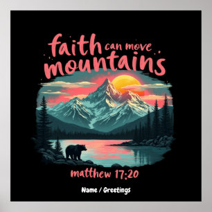 Poster Fé Pode Mover Montanhas Mateus 17:20 Bíblia Verso