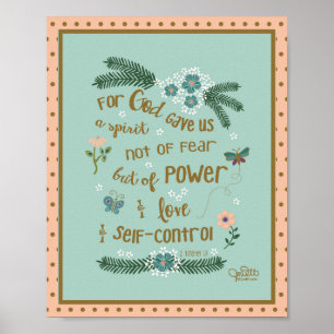 Poster Fé sobre Escritura de Medo 2 Timothy Mint Peach