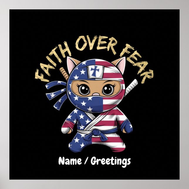 Poster Fé sobre medo cristão inspirador personalizado (Frente)