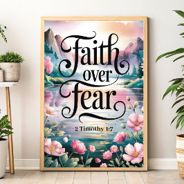 Poster Fé sobre o medo - Arte de Muro Cristã para as Mulh