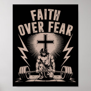 Poster Fé Sobre o Medo Divertido Treino Cristão Jesus Aca