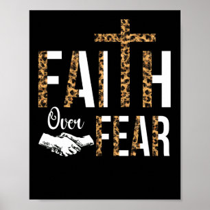 Poster Fé Sobre o Medo Letras Cristãs Faith Cross