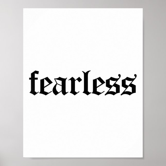Poster Fearless Tee Shirt, Fearless And Strong Motivation (Frente)