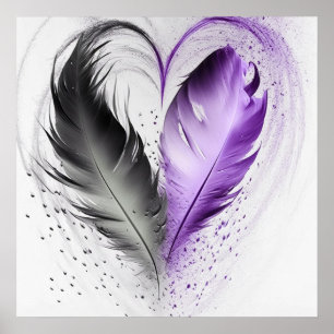 Poster Feather Heart - Purple