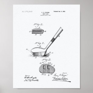 Poster Febiger Golf Club 1902 Patent Art - Livro Branco