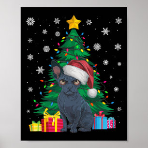 Poster Febre Suave Árvore de Natal Luzes de Sphynx Cachor