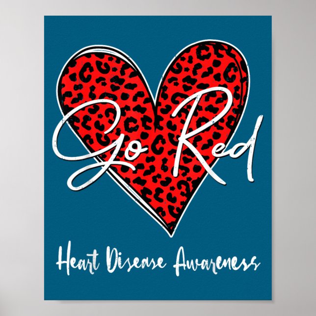 Poster February Is Red Heart Health Heart Disease Awarene (Frente)