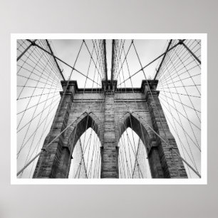 Póster Fechamento da ponte Brooklyn Preta e Branca