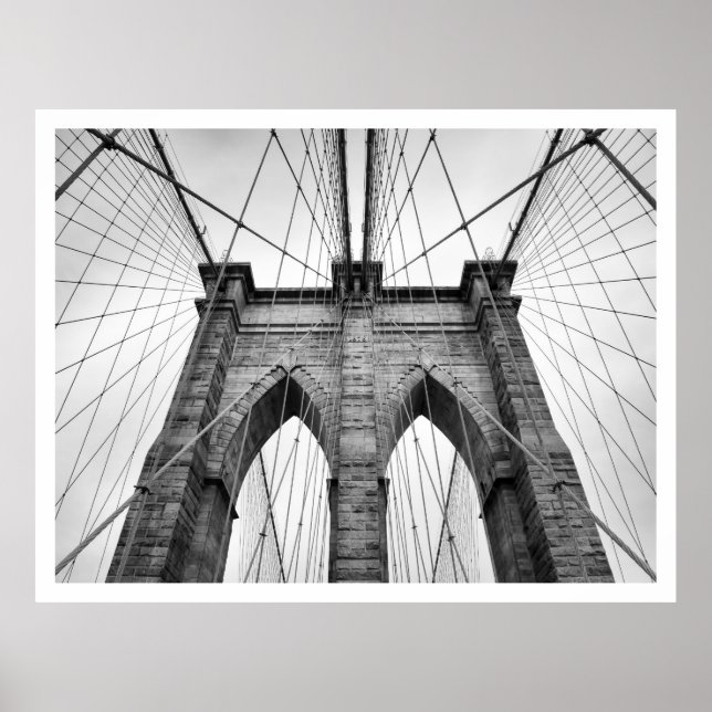 Póster Fechamento da ponte Brooklyn Preta e Branca (Frente)