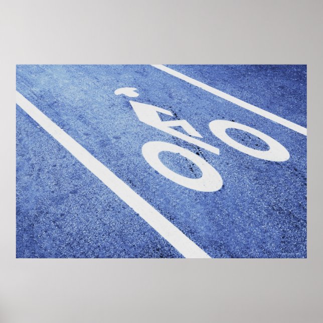 Póster Fechamento de um sinal de bicicleta na estrada (Frente)