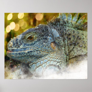 Póster Fechar um Grande Escalygreen Iguana Lizard