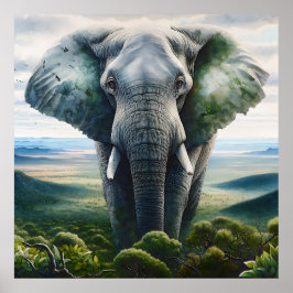 Poster Feche a face elefante, presas, tronco
