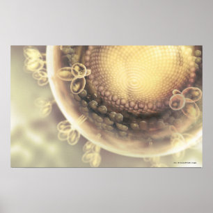 Póster Feche acima da estrutura de uma pilha do HIV