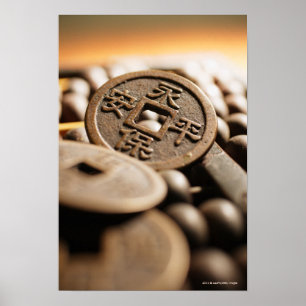 Póster Feche acima da moeda chinesa