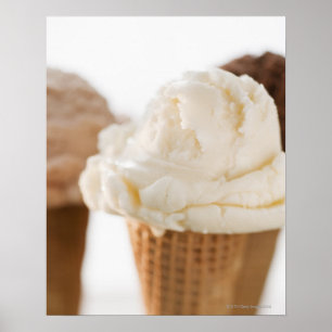 Poster Feche acima dos vários cones do sorvete