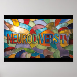 Poster Feche o vidro manchado com neurodiversidade na chu