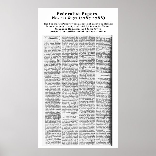 Póster Federalist Papers, No. 10 & No. 51 (1787-1788) (Frente)