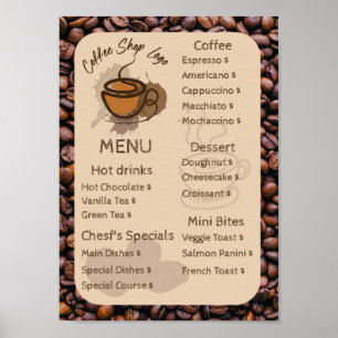 Poster Feijões De Café Casuais Adicione Seu Compro De Caf