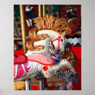 Póster Feira de fotografias de cavalos de carrossel, rosa