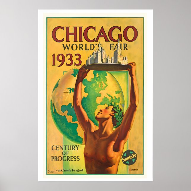 Poster Feira Mundial de Chicago de 1933 Século do Progres (Frente)