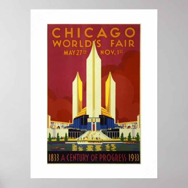 Póster Feira Mundial de Chicago Século De Progresso 1833- (Frente)