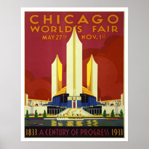 Poster Feira Mundial de Chicago Vintage 1933