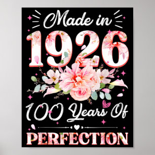 Poster Feita em 1926 Floral 100 Anos de Idade Aniversário