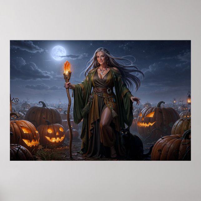 Poster Feiticeira da Terra do Campo de Abóbora Iluminado  (Frente)