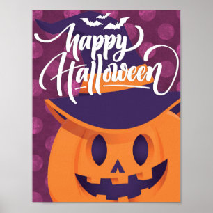 Poster Feiticeira de abóbora feliz Halloween