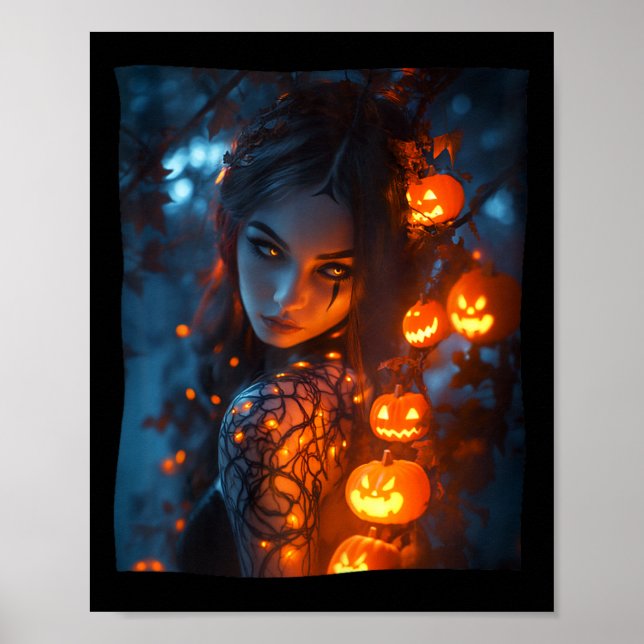 Poster Feiticeira Mística de Encantação de Halloween bril (Frente)