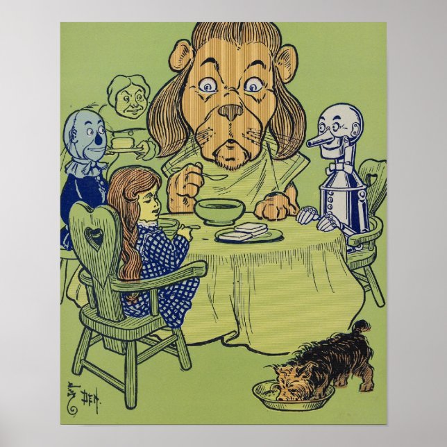 Poster Feiticeiro de Oz comendo na Mesa (Frente)