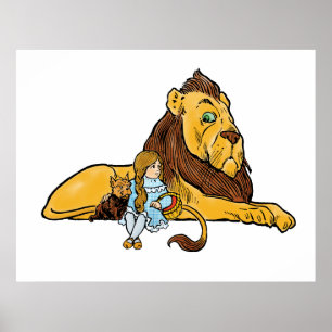 Poster Feiticeiro de Oz, Dorothy e Toto com Leão