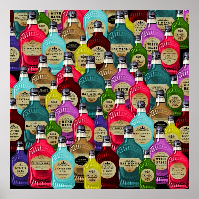 Póster Feiticeiro Magic Potion Apothecary Tonic Botles (Frente)