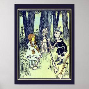 Póster Feiticeiro Vintage de Oz, Dorothy encontra o Homem