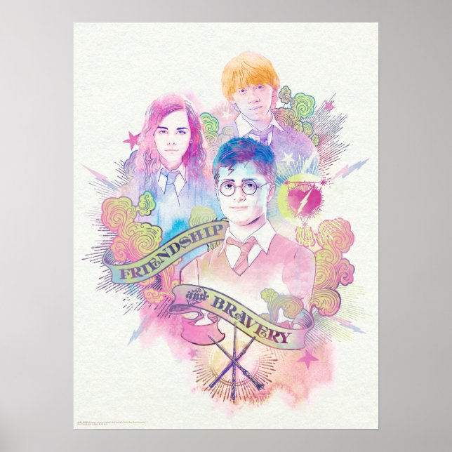 Poster Feitiço de Harry Potter | Harry, Hermione e Ron na (Frente)
