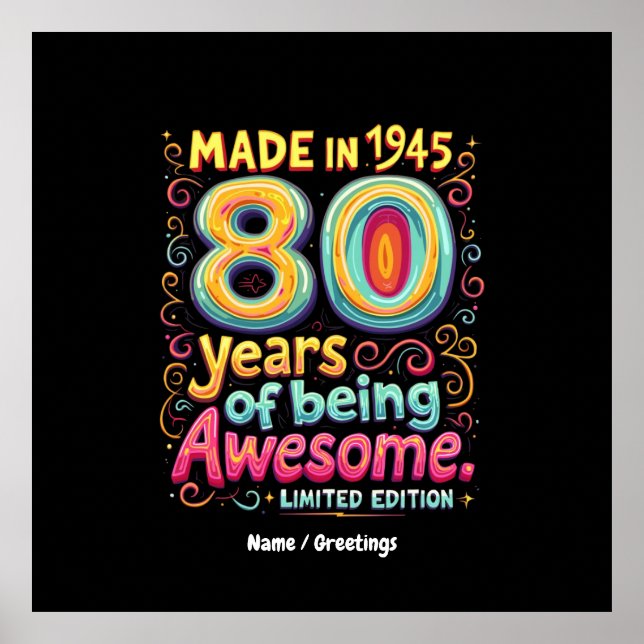 Poster Feito em 1945, 80 anos sendo incrível (Frente)