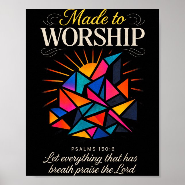 Poster Feito Para Adorar - Fé Cristã Inspiradora  (Frente)