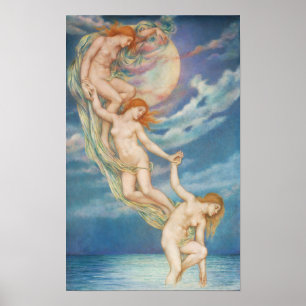 Poster Feixes de lua caindo no mar   Evelyn De Morgan