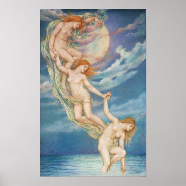 Poster Feixes de lua caindo no mar | Evelyn De Morgan (Frente)